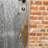 beige stroplijn/cognac handvat/goudkleurige afwerking - Thumbnail Image 1