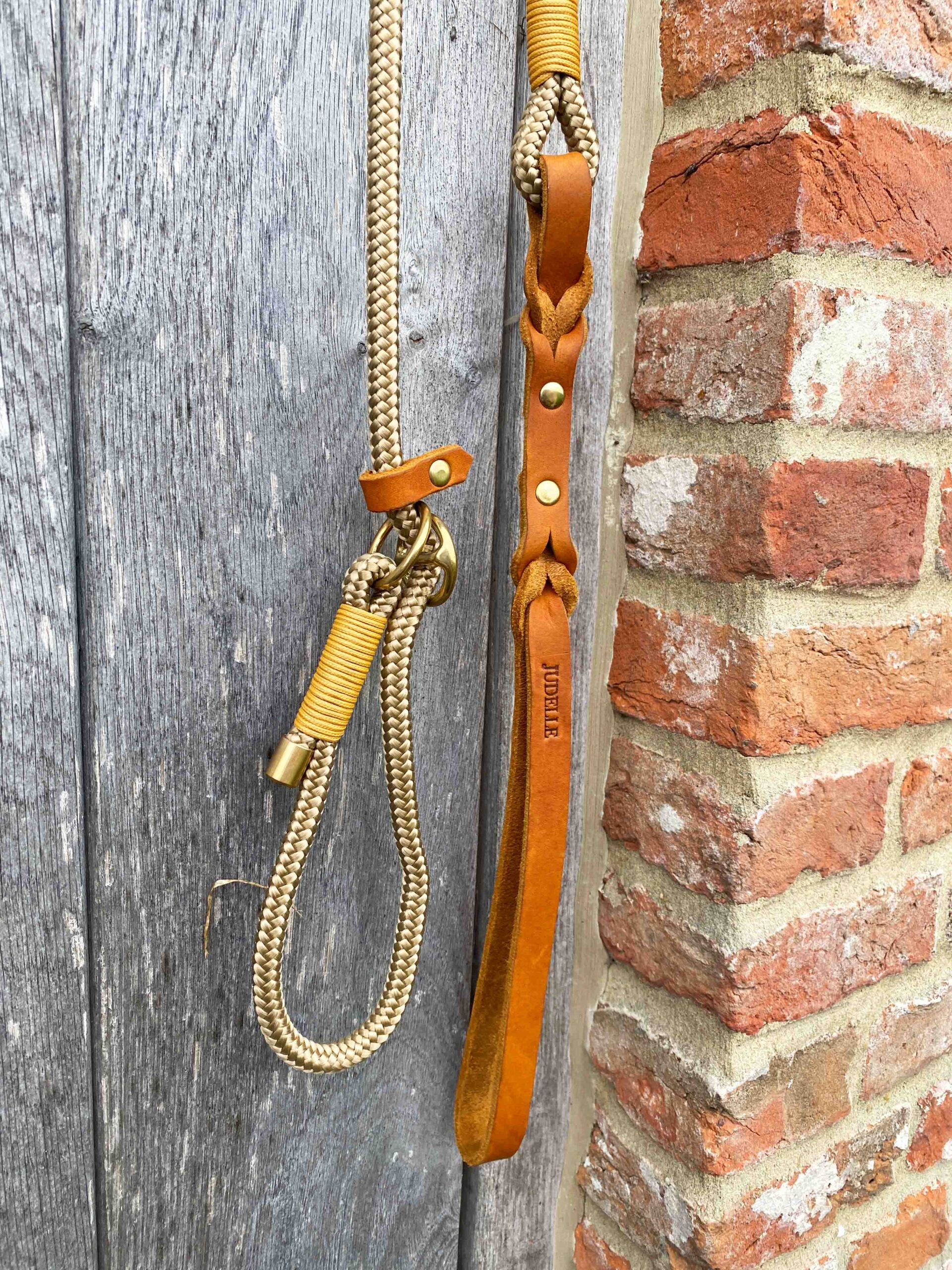 beige stroplijn/cognac handvat/goudkleurige afwerking - Afbeelding 2