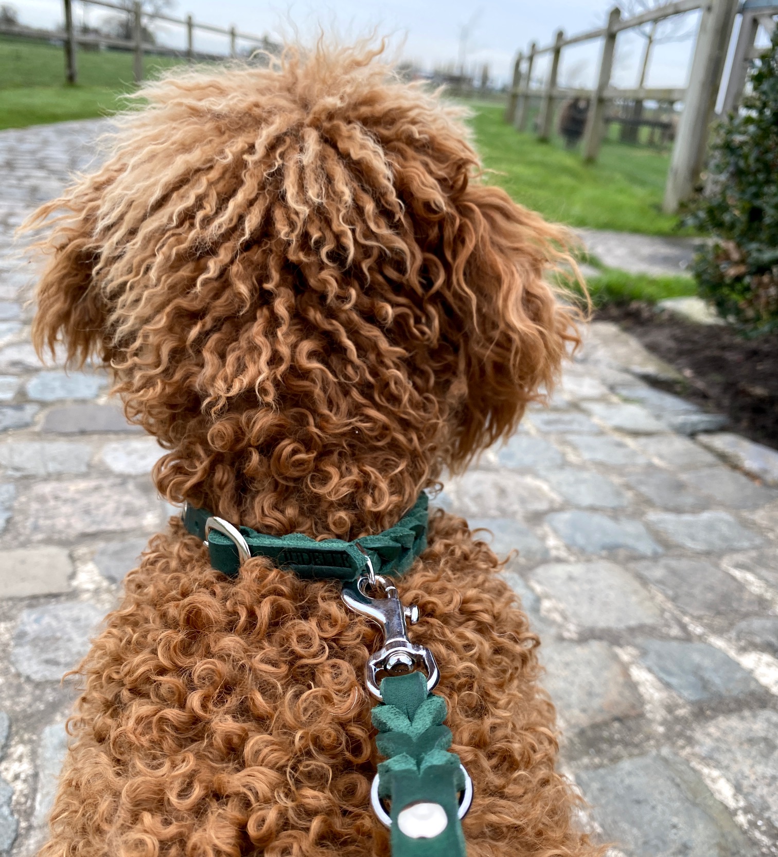 half gevlochten emeraldgroene collier - Afbeelding 2