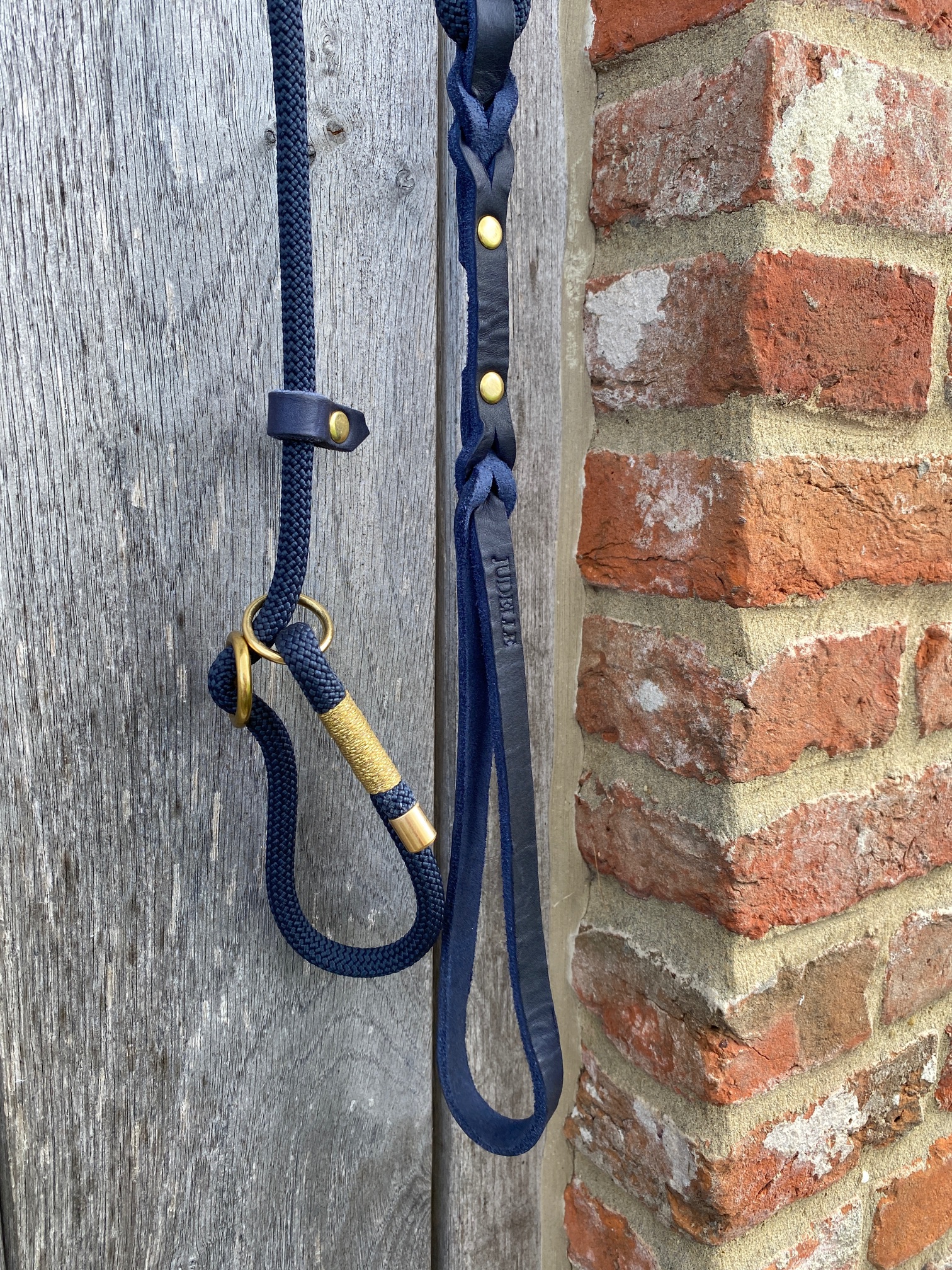 blauwe stroplijn/blauw handvat/goudkleurige afwerking - Afbeelding 3